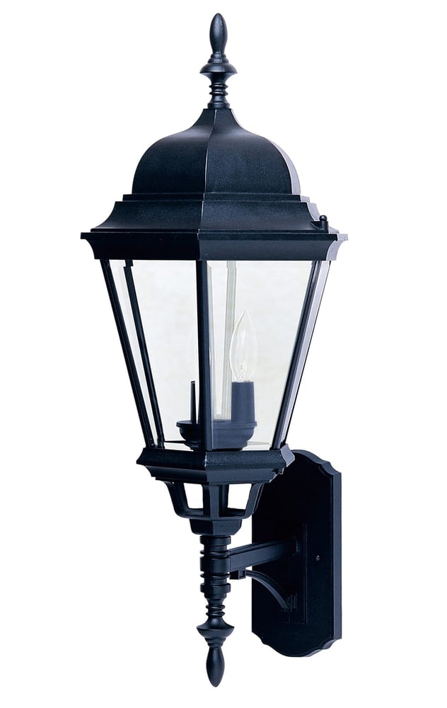 Maxim Lighting Westlake Cast 3-Light Outdoor Wall Lantern with a black finish, featuring a classic design and clear glass panels.