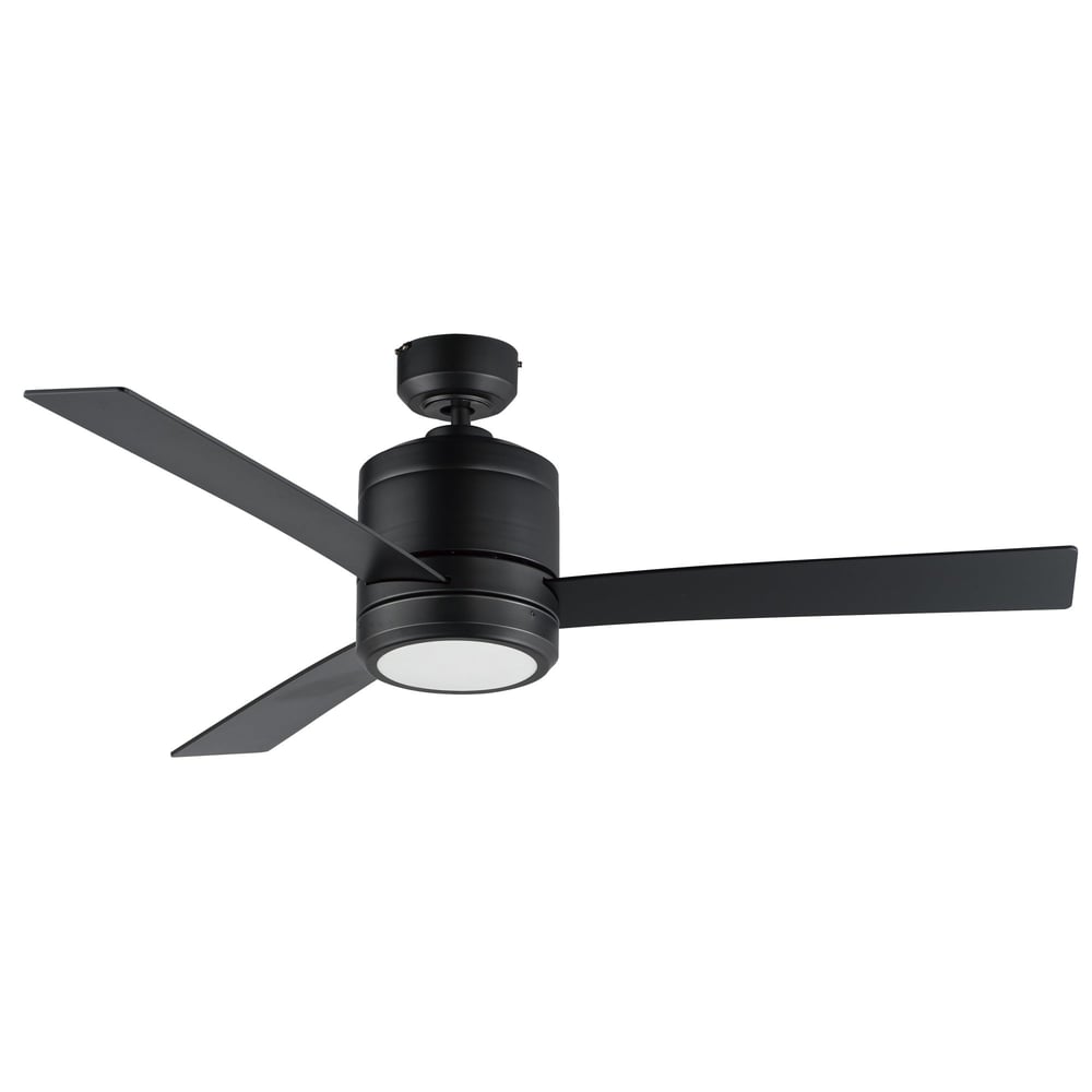 Maxim Lighting Tanker E-Star Outdoor LED Fan with black metal finish, featuring sleek ABS blades and integrated LED light, ideal for modern outdoor spaces.