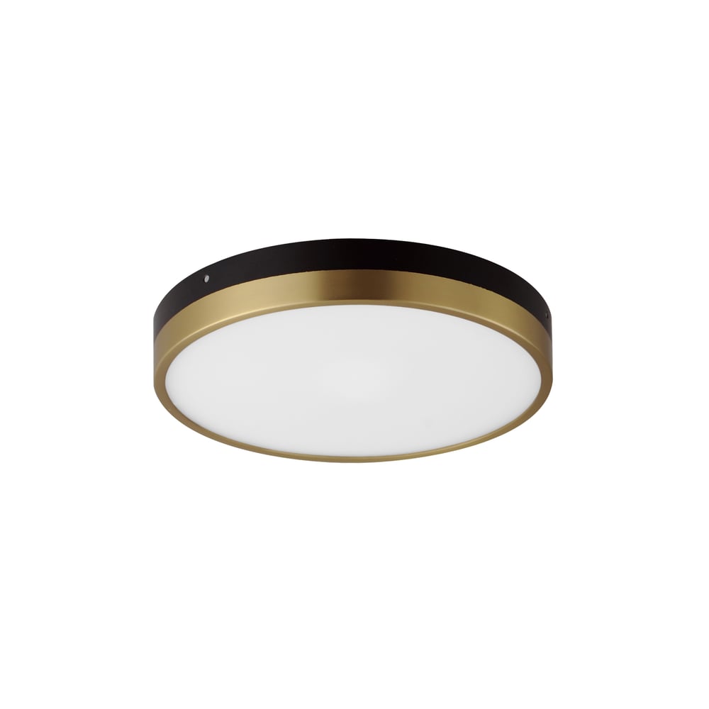 Maxim Lighting Dapper Flush Mount in Black with Antique Brass finish, featuring a sleek steel design with a modern, minimalist aesthetic.