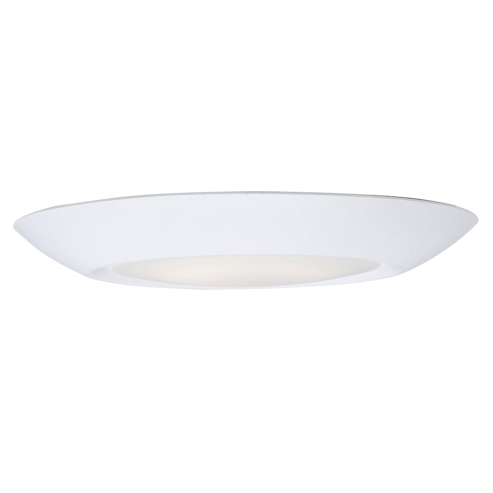 Maxim Lighting Diverse Flush Mount in a sleek white aluminum finish, featuring a round, minimalist design with a smooth, diffused PC cover.
