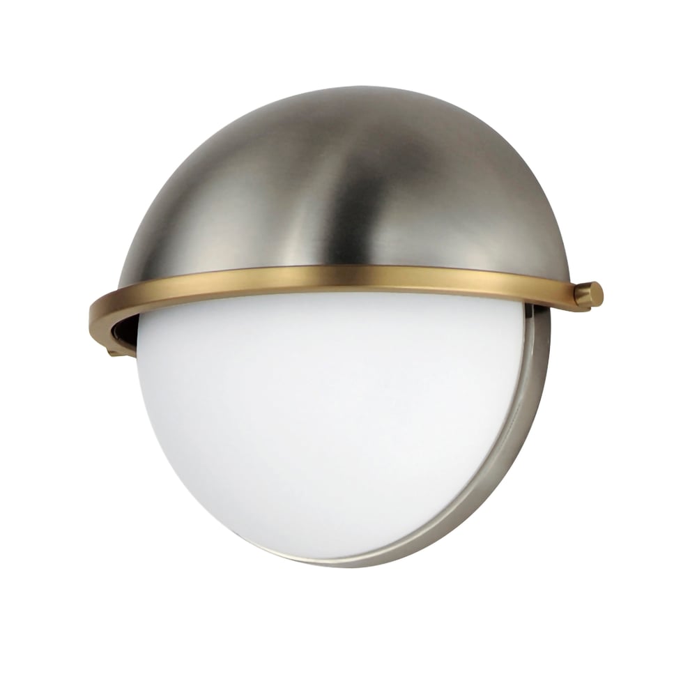 Maxim Lighting Duke Wall Sconce in Satin Nickel with Satin Brass finish, featuring a sleek design with steel and glass elements.