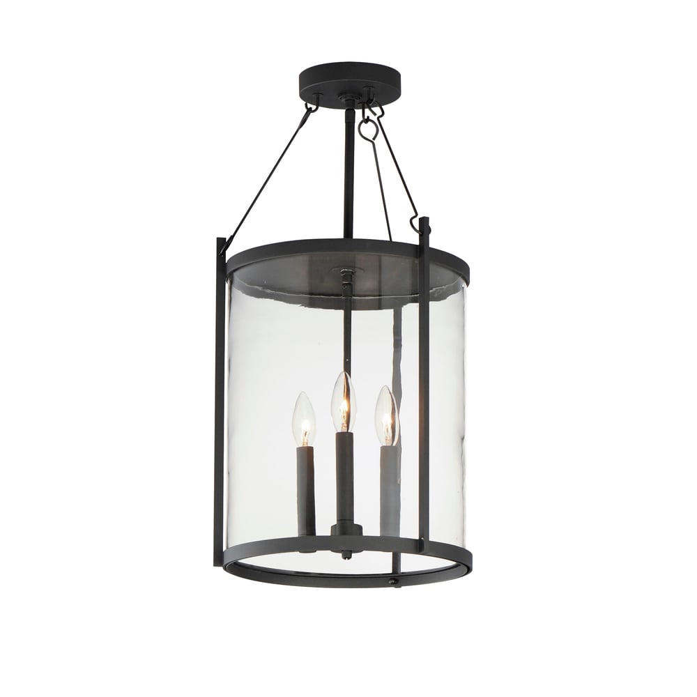 Maxim Lighting Belfry Pendant with a sleek black finish, featuring a modern, open-frame design and clear glass panels, illuminating any space elegantly.