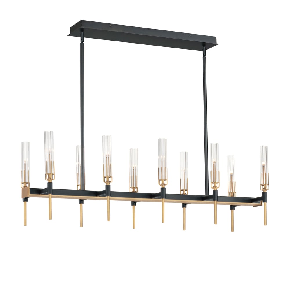 Maxim Lighting Flambeau Linear Chandelier with a sleek finish, featuring a modern design and multiple light sources for elegant illumination.