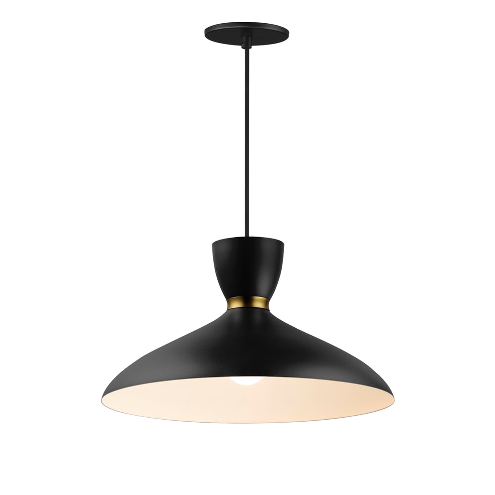 Maxim Lighting Carillon Pendant in Black with Satin Brass, featuring a modern aluminum design for stylish home illumination.