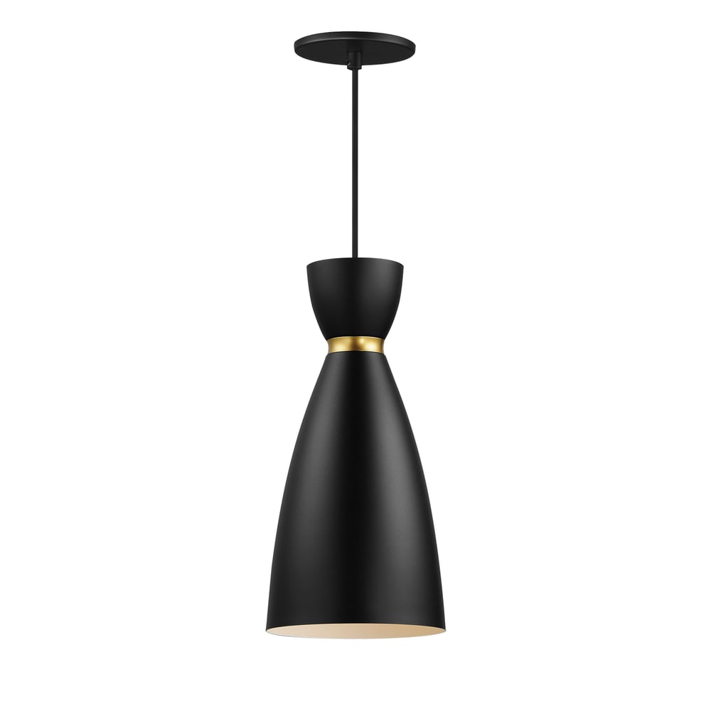 Maxim Lighting Carillon Elongated Mini Pendant in Black with Satin Brass, featuring a sleek aluminum design for modern decor.