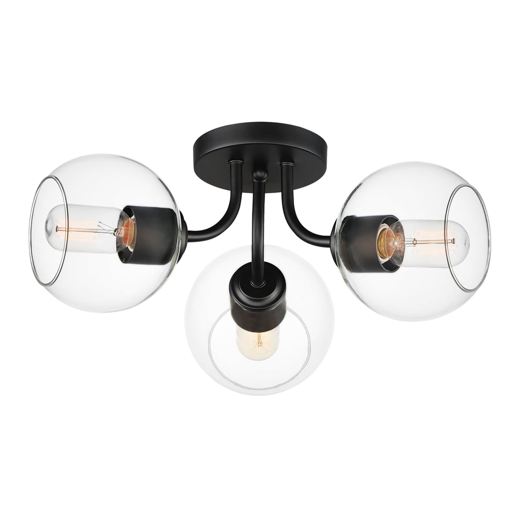 Maxim Lighting Knox Semi Flush Ceiling Light with a Black finish, featuring a Steel frame and Glass shade, elegantly illuminates the space.