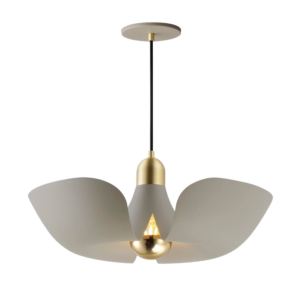 Maxim Lighting Poppy Two Petal Pendant in Silver Gold with Satin Brass finish, featuring aluminum petals elegantly arranged for a modern aesthetic.