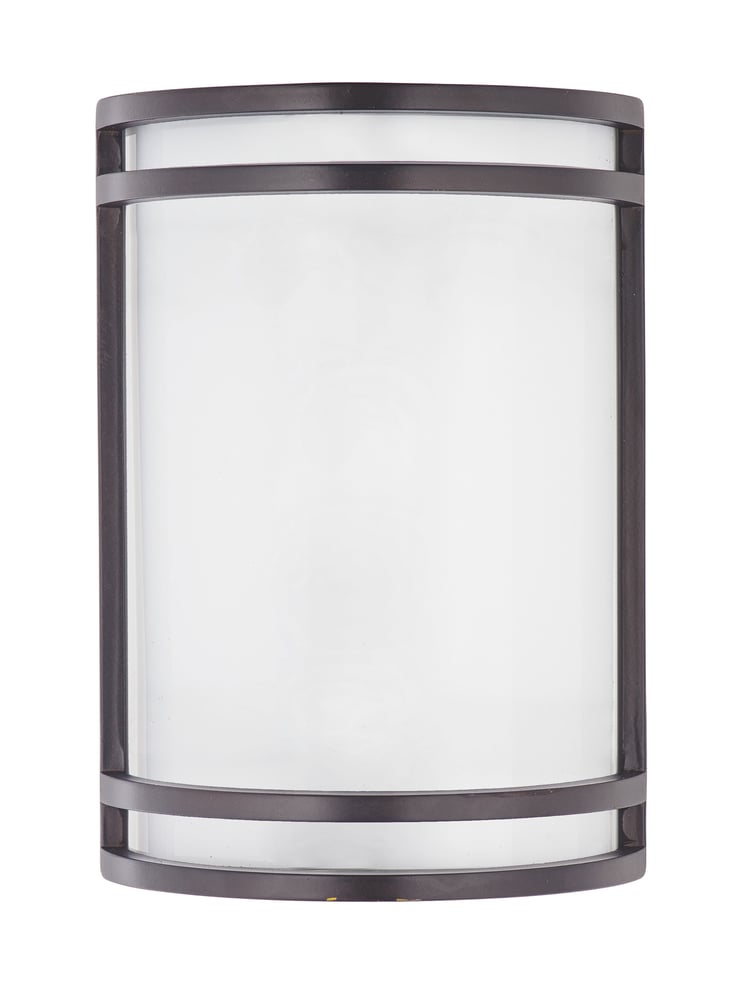 Maxim Lighting Linear LED Outdoor Wall Sconce in Bronze finish with Steel and Opal Acrylic materials, mounted on a modern exterior wall.