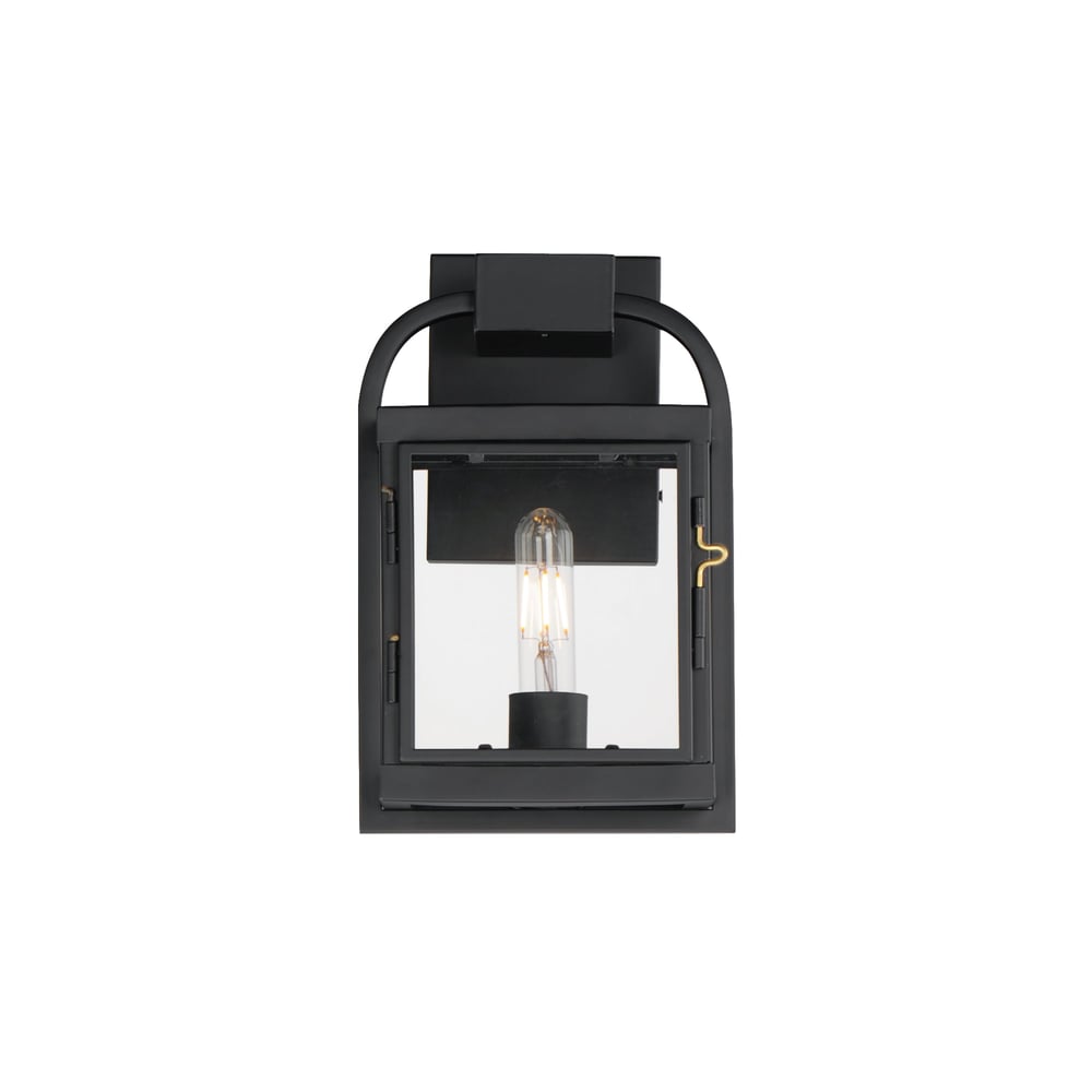 Maxim Lighting Bonham Outdoor Wall Sconce in Black, featuring durable steel, aluminum, and glass materials for stylish outdoor illumination.