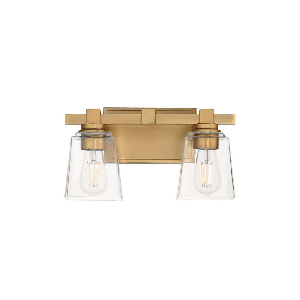 Maxim Lighting Cubos Vanity Light in Natural Aged Brass, featuring durable steel and glass for elegant bathroom decor.