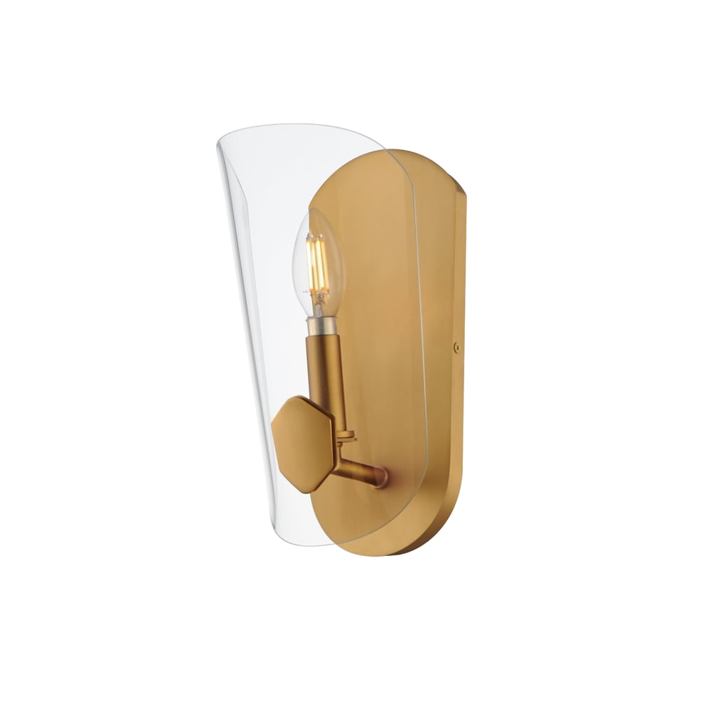 Maxim Lighting Armory Wall Sconce in Natural Aged Brass, featuring durable steel and glass for stylish illumination.