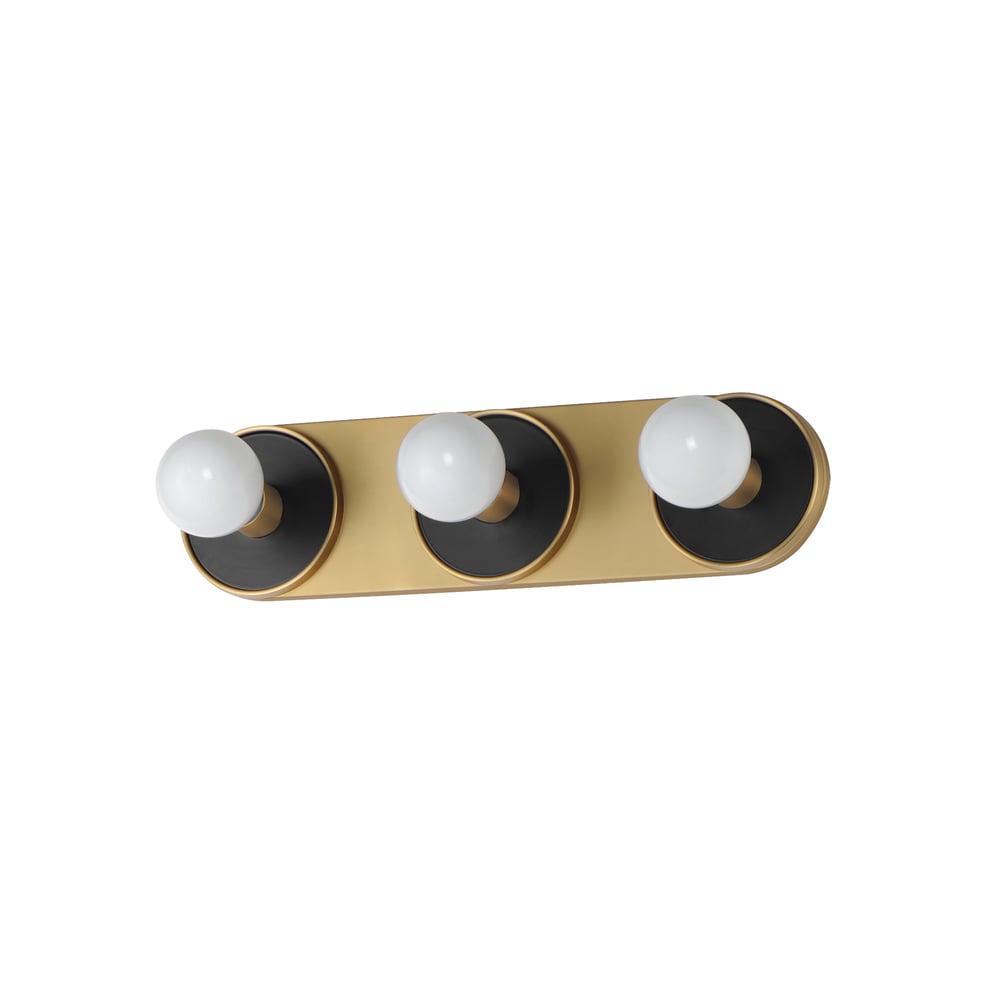 Maxim Lighting Hollywood Bathroom Vanity Light with Black and Natural Aged Brass finish, featuring sleek steel construction and modern design elements.