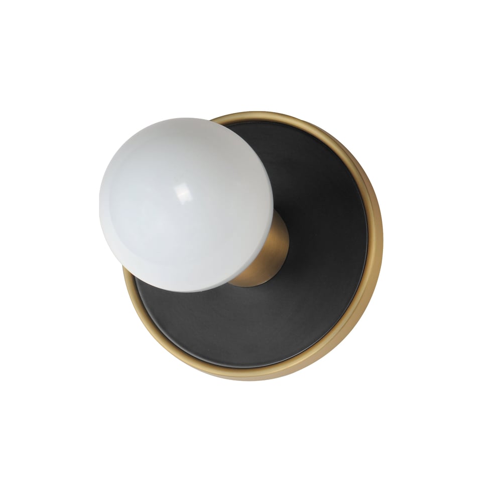 Maxim Lighting Hollywood Wall Sconce in Black with Natural Aged Brass finish, featuring a sleek steel design with elegant curves and modern style.