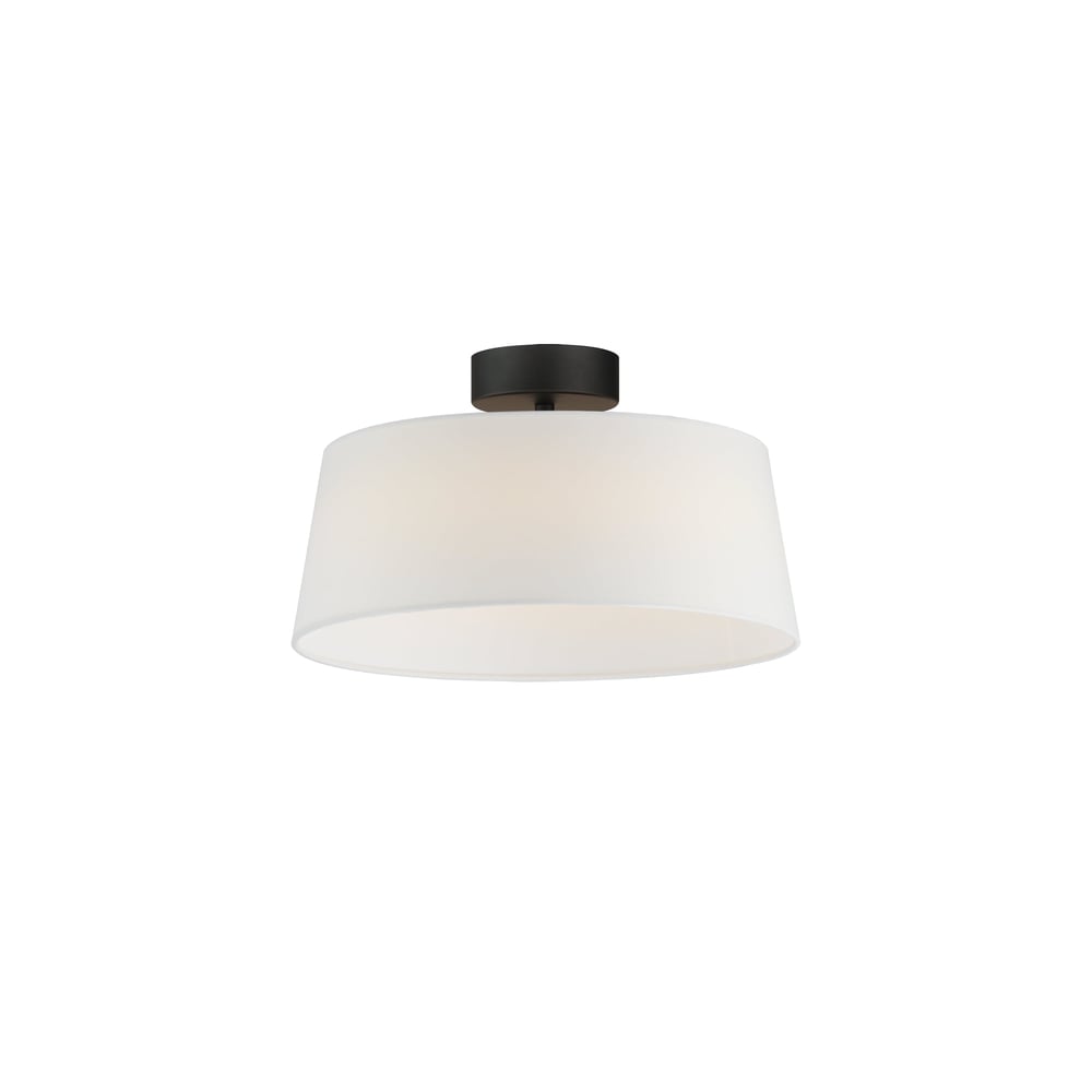 Maxim Lighting Paramount Flush Mount in Black finish with Steel frame and Linen shade, showcasing a modern and sleek design for ceiling installation.