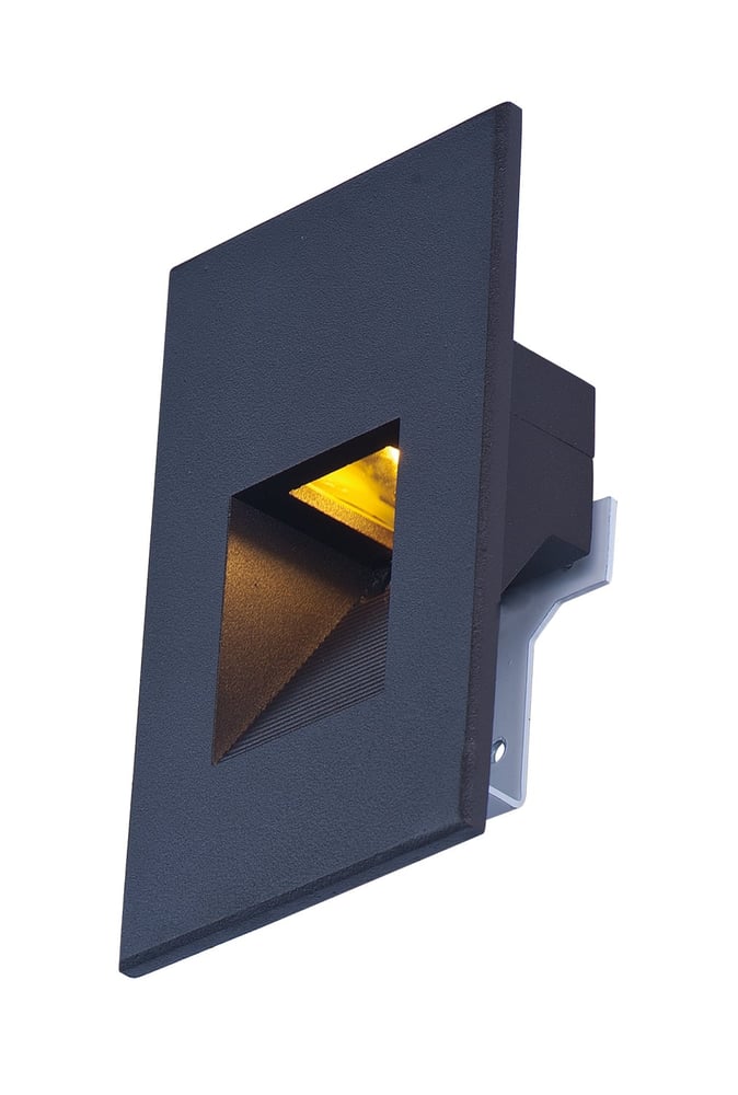 Maxim Lighting Path LED Vertical Step Light in Black finish, featuring a sleek aluminum design, mounted on a wall for outdoor illumination.