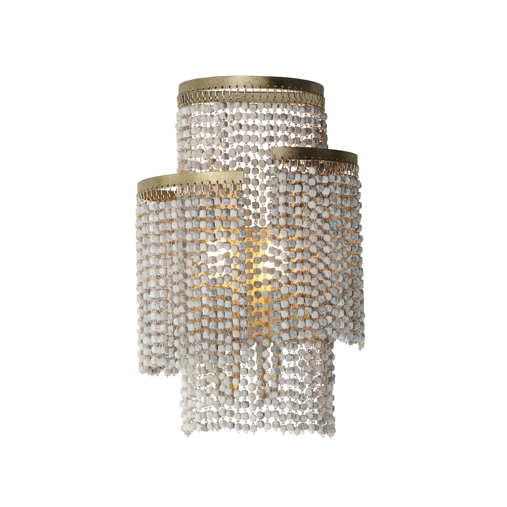 Maxim Lighting Fontaine Wall Sconce featuring a Steel frame with Golden Silver finish and Wood Beads, elegantly designed for a classic touch.