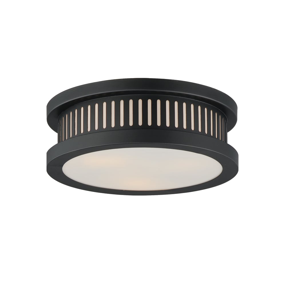 Maxim Lighting Oxford Outdoor Ceiling Light with a Black finish, featuring a Steel frame and Glass panels, illuminating a porch area.