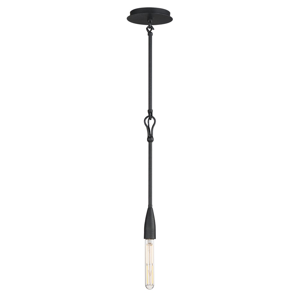 Maxim Lighting Pioneer Pendant in Anthracite finish, featuring a sleek steel frame with a modern design, hanging from a ceiling with a warm glow.