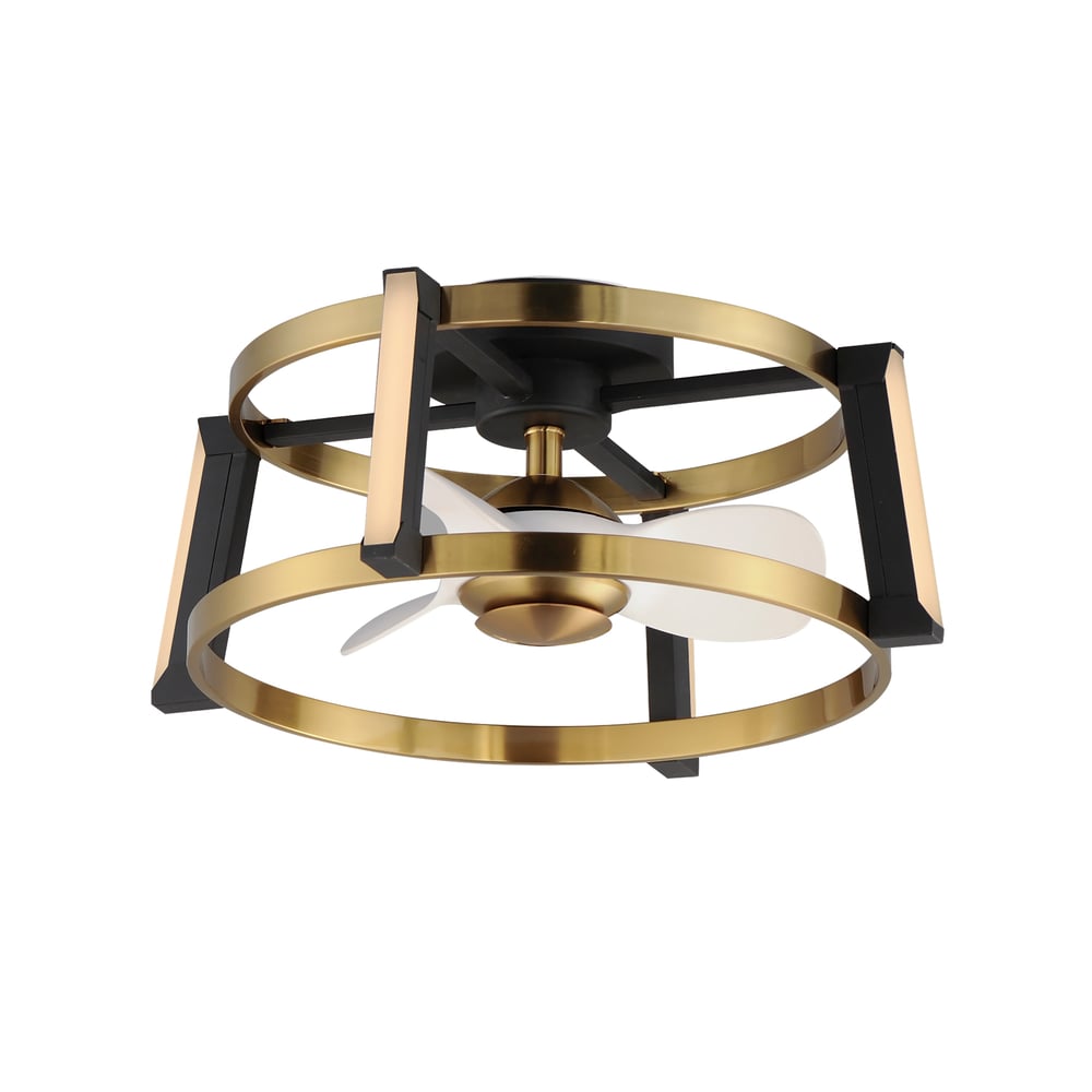 Maxim Lighting Darling Wifi-Enabled LED Fandelight, featuring a sleek design in Black with Natural Aged Brass finish, crafted from Steel, Aluminum, and ABS.