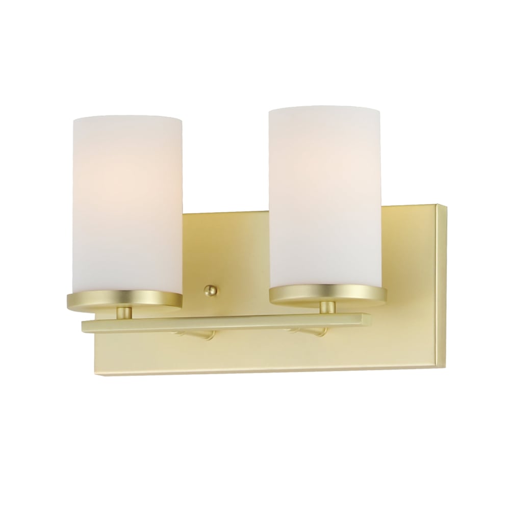 Maxim Lighting Lateral Bath Vanity in Satin Brass finish, featuring steel and glass construction with a sleek, modern design.