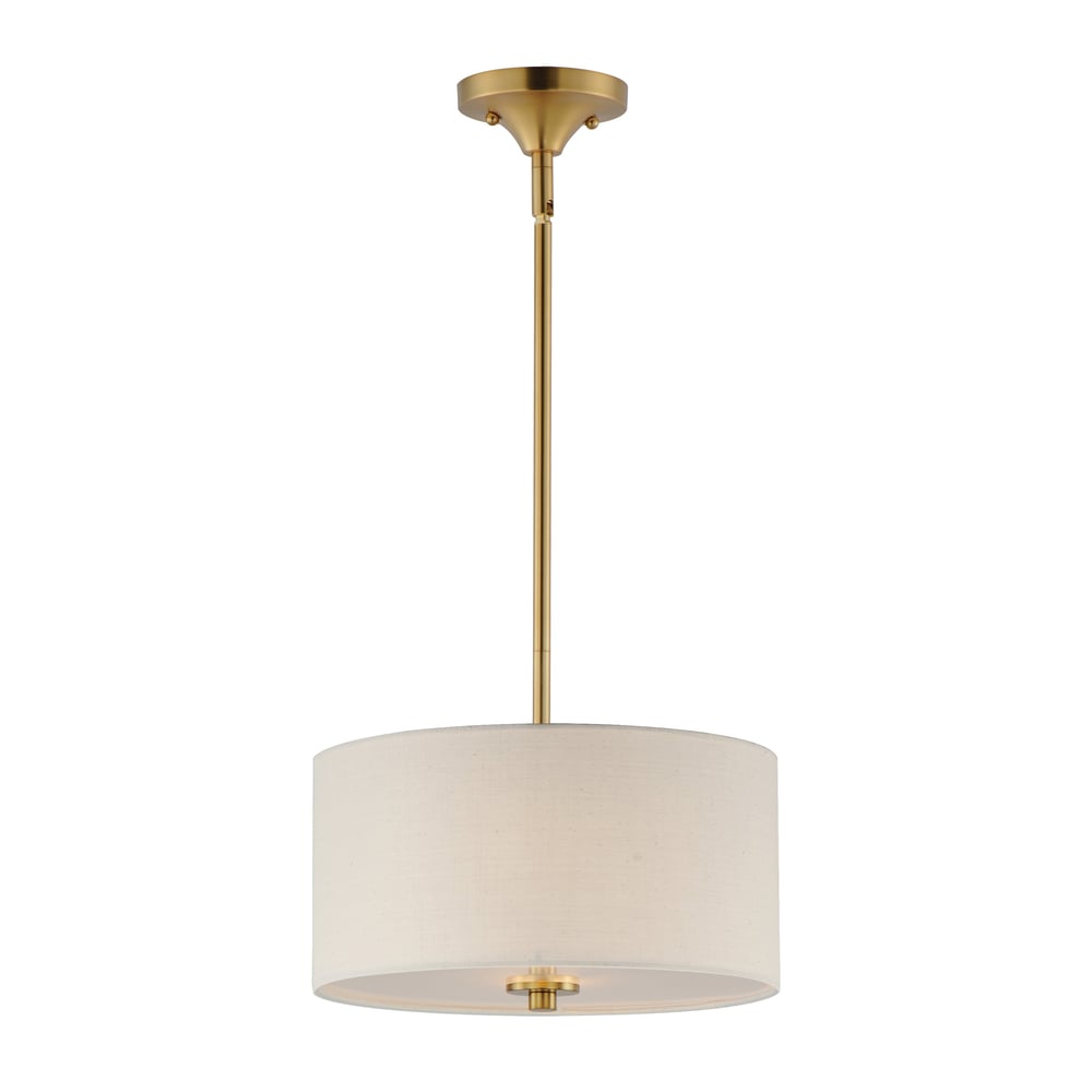 Maxim Lighting Bongo Convertible Pendant in Natural Aged Brass with Steel, Linen, and Glass for stylish home decor.