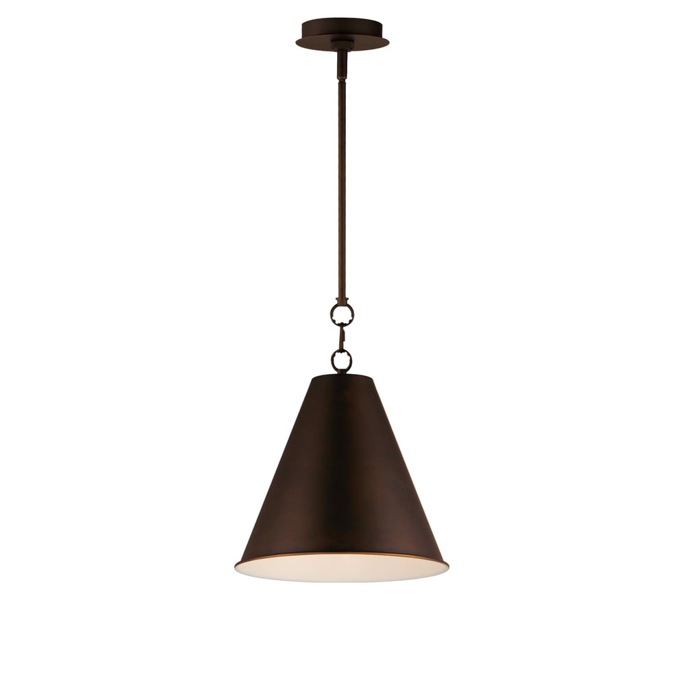 Maxim Lighting Veritas Pendant in Chestnut Bronze finish, featuring a steel frame with an elegant, modern design and soft, diffused lighting.