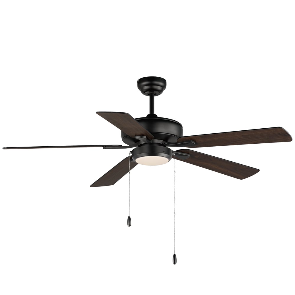 Maxim Lighting Super-Max Ceiling Fan with Light in Black finish, featuring steel blades and an acrylic light fixture, mounted on a ceiling.