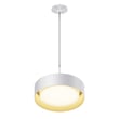 ET2 Echo Pendant Light in Aluminum finish, featuring a sleek, modern design with a White and Gold color scheme, hanging elegantly from the ceiling.