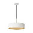 ET2 Echo Pendant Light in Aluminum finish, featuring a sleek design with a White with Gold accent, elegantly hanging from the ceiling.