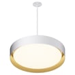 ET2 Echo Pendant Light in White with Gold finish, featuring a sleek aluminum design, elegantly suspended to provide ambient lighting.