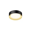 ET2 Echo Ceiling Light in Aluminum finish, featuring a sleek black with gold design, elegantly illuminates the room with modern style.