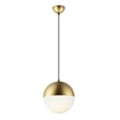 ET2 Half Moon Pendant in Steel with a Metallic Gold finish, featuring a sleek, modern design and a curved, crescent shape.