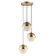 ET2 Half Moon Round Multi-Light Pendant in Metallic Gold finish, featuring multiple steel half-moon shapes suspended at varying heights.