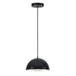 ET2 Hemisphere Pendant in Gloss Black with Aluminum finish, featuring a sleek, modern design with a smooth, rounded shape hanging from a thin cord.