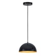 ET2 Hemisphere Pendant in Gloss Black with Gold finish, made of Aluminum and Steel, hanging elegantly from the ceiling, illuminating the space.
