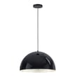 ET2 Hemisphere Pendant in Gloss Black with Aluminum finish, featuring a sleek, modern design with a smooth dome shape and subtle metallic accents.
