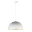 ET2 Hemisphere Pendant in Gloss White with Aluminum finish, featuring a sleek, modern design with a smooth, rounded shape and soft ambient lighting.