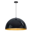 ET2 Hemisphere Pendant in Gloss Black with Gold finish, crafted from Aluminum, elegantly suspended, showcasing a modern and sleek design.