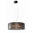 ET2 Inca Round Pendant in a Bronze finish, featuring a Steel frame with intricate cutouts, casting elegant patterns of light and shadow.
