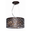 ET2 Inca Round Pendant in Bronze finish with intricate steel lattice design, casting a warm, patterned light.