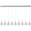 ET2 Larmes Linear Suspension light fixture in Polished Chrome finish, featuring a sleek Steel design with multiple hanging glass bulb pendants.