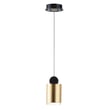 ET2 Nob Mini Pendant in Aluminum with a sleek Black with Gold finish, elegantly hanging and illuminating the space with its modern design.
