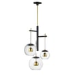 ET2 Nucleus Multi-Light Pendant in Black with Natural Aged Brass finish, featuring a modern design with multiple steel light fixtures hanging at varied heights.