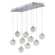 ET2 Orb II Linear Multi-Light Pendant featuring a sleek design in polished chrome finish with steel construction, showcasing multiple spherical lights.