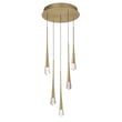 ET2 Pierce Multi Pendant light fixture with a sleek design, featuring multiple aluminum pendants with a gold finish, elegantly hanging at varying heights.
