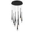 ET2 Pierce Multi Pendant light fixture in black aluminum finish, featuring multiple sleek, elongated pendants hanging at varying lengths for a modern look.