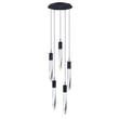 ET2 Quartz Round Multi-Light Pendant in Black Steel finish, featuring multiple suspended lights with a modern, sleek design.