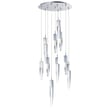 ET2 Quartz Round Multi-Light Pendant in Polished Chrome finish, featuring multiple suspended lights with steel accents, creating a modern, elegant look.