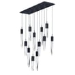 ET2 Quartz Multi-Light Pendant in a sleek Black Steel finish, featuring multiple hanging lights with geometric shapes, creating a modern and elegant look.