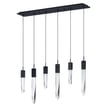 ET2 Quartz Linear Pendant in Black Steel finish, featuring a sleek, modern design with a row of suspended crystal accents for elegant illumination.